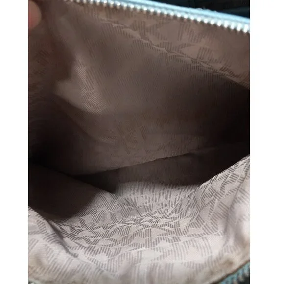 👉LAST CHANCE‼️ Michael Kors Sutton Metallic Silver Stripe Saffiano Satchel - Picture 15 of 16